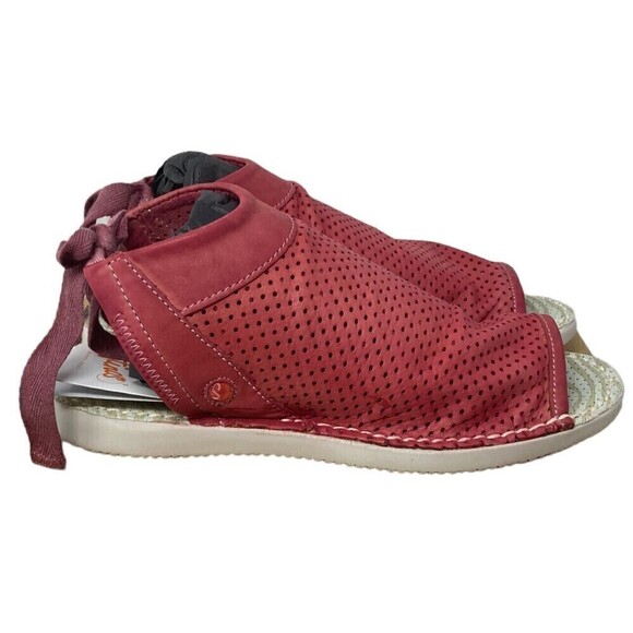 NEW Softinos By FLY London Women's Size 5 Leather Tie-Back Sandals Red 36 EU NIB - Picture 5 of 12